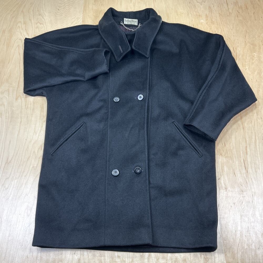 Ashley Scott Womens Large 100% Wool Double Breasted Coat Made In USA Read!!